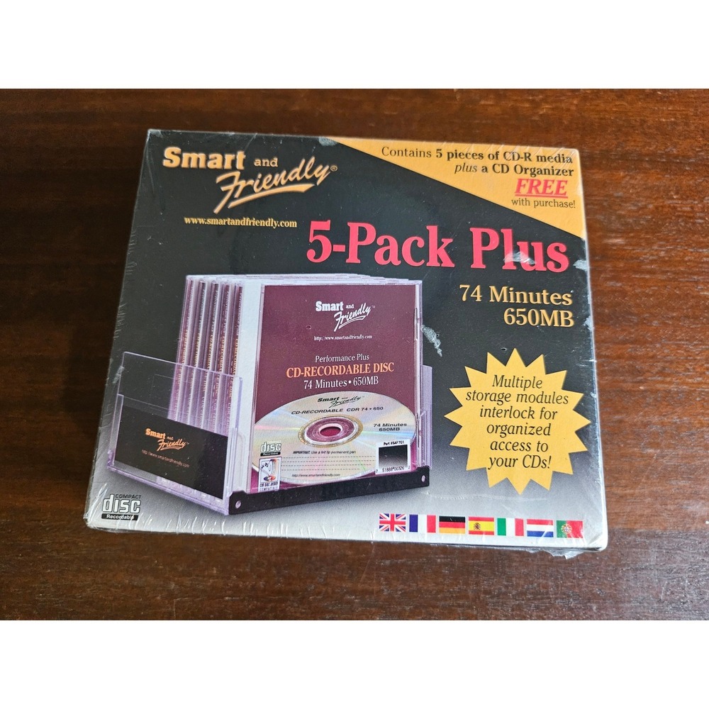 Smart and Friendly CD-R Media Kids 5 Pack Black 74 Min 650MB with Organizer